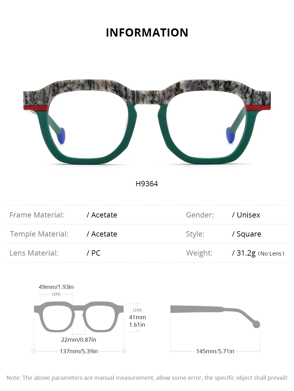 FONEX HEPIDEM Acetate Eyeglasses Frame Men New Square Brand Design Glasses Women Retro Vintage Eyewear Japanese Spectacles 9287