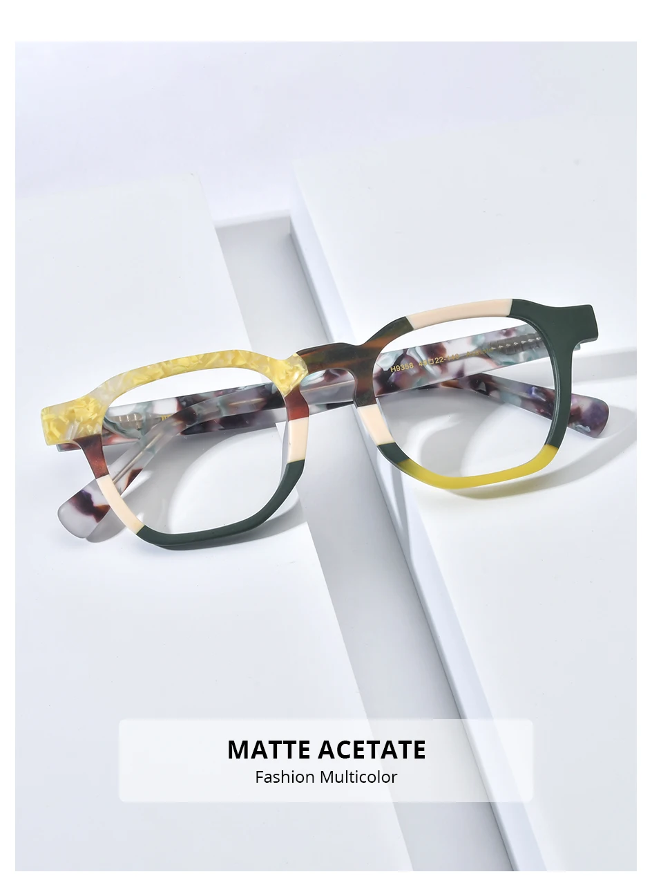FONEX HEPIDEM Acetate Eyeglasses Frame Men New Square Brand Design Glasses Women Retro Vintage Eyewear Japanese Spectacles 9287
