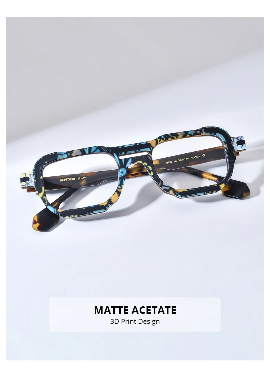 FONEX HEPIDEM Acetate Eyeglasses Frame Men New Square Brand Design Glasses Women Retro Vintage Eyewear Japanese Spectacles 9287