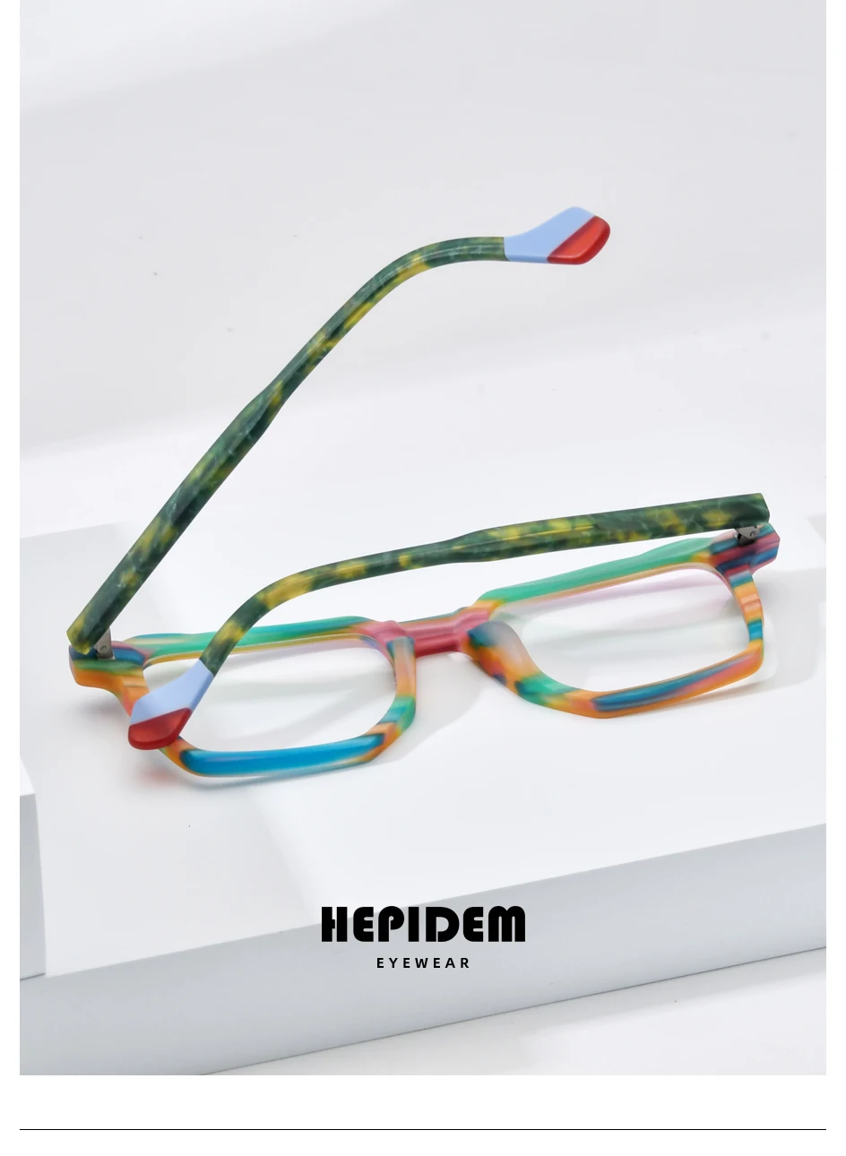 FONEX HEPIDEM Acetate Eyeglasses Frame Men New Square Brand Design Glasses Women Retro Vintage Eyewear Japanese Spectacles 9287