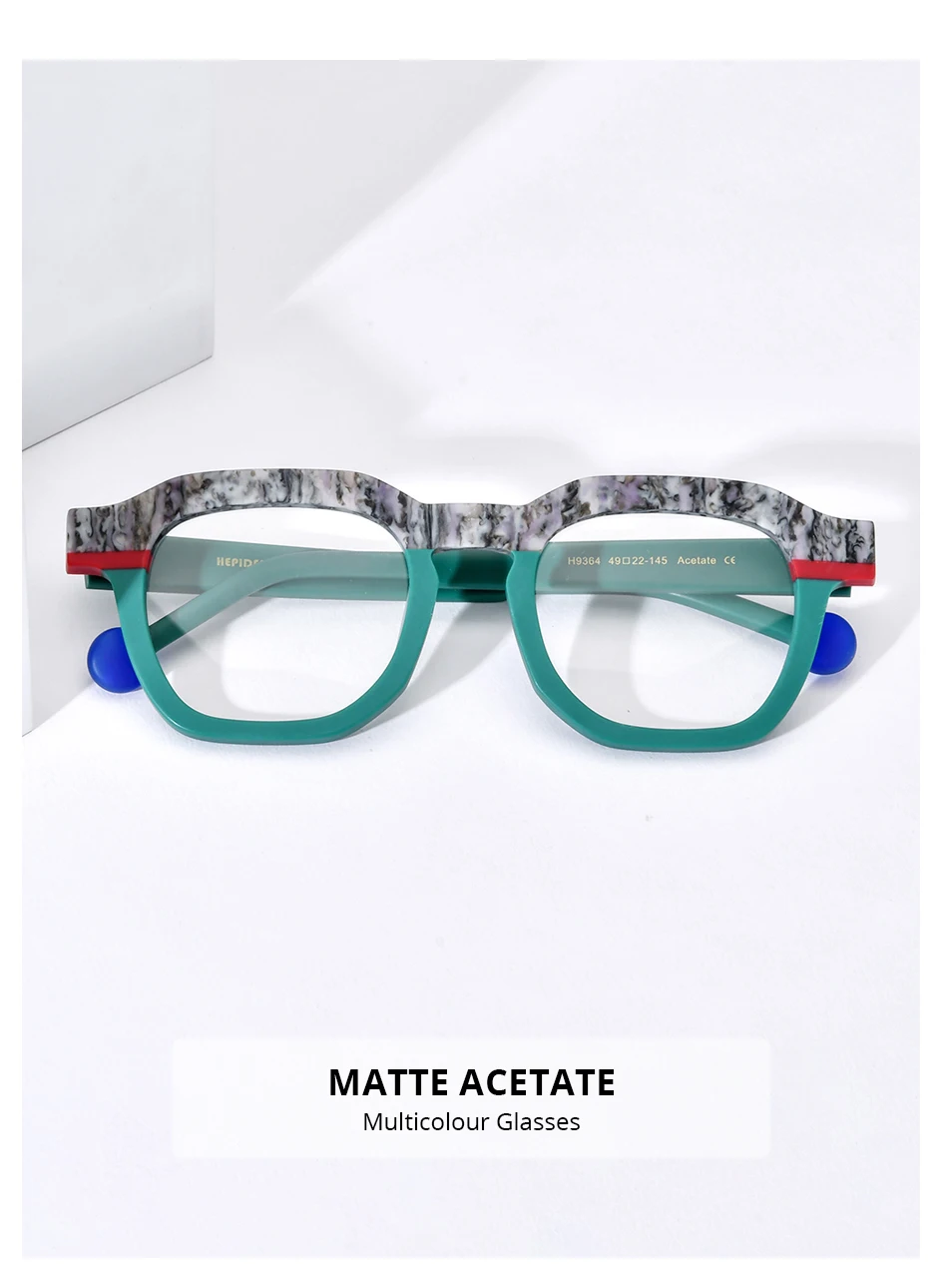 FONEX HEPIDEM Acetate Eyeglasses Frame Men New Square Brand Design Glasses Women Retro Vintage Eyewear Japanese Spectacles 9287