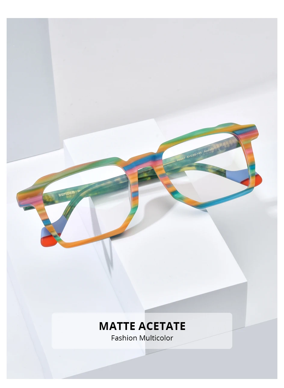 FONEX HEPIDEM Acetate Eyeglasses Frame Men New Square Brand Design Glasses Women Retro Vintage Eyewear Japanese Spectacles 9287