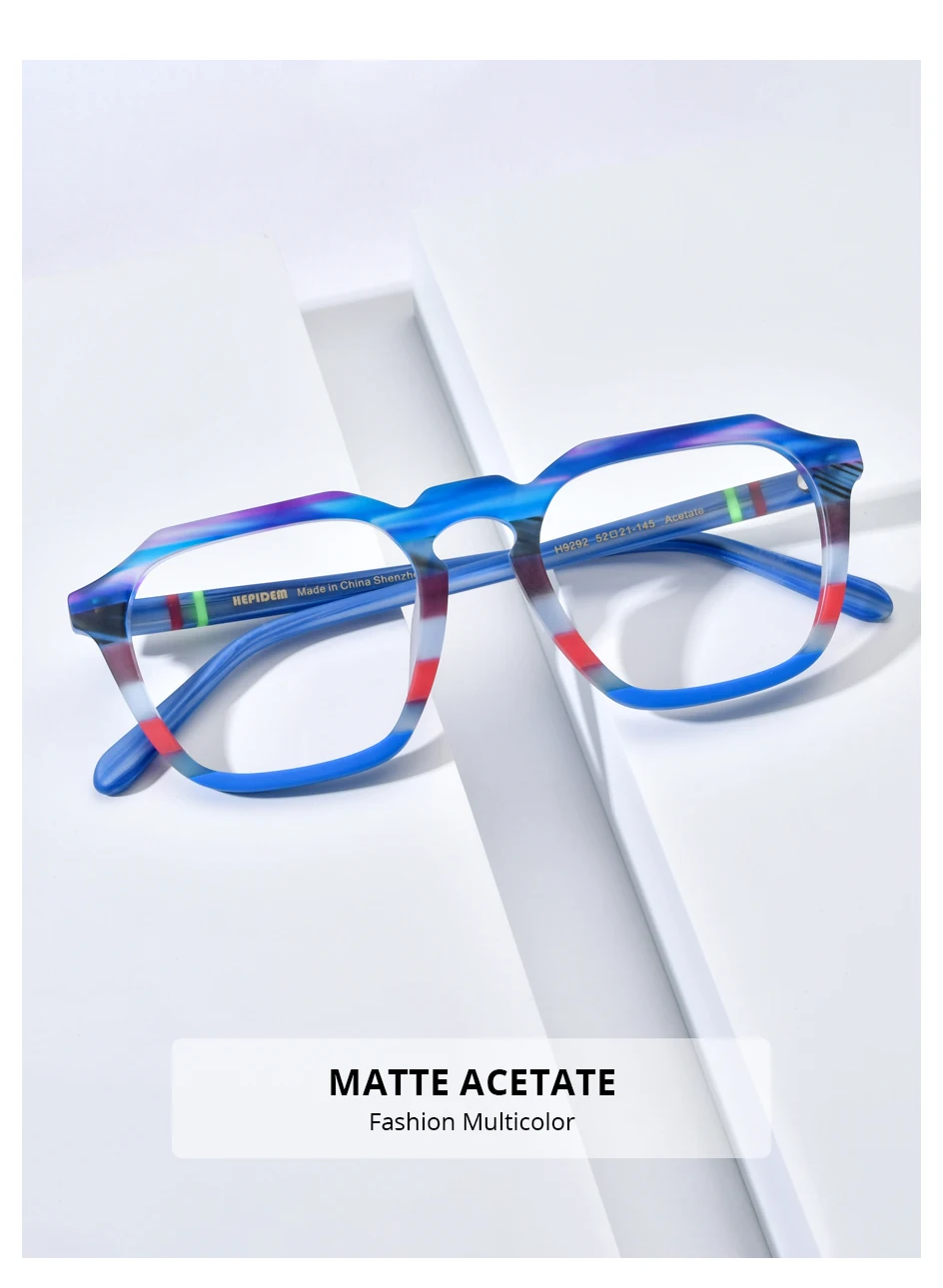 FONEX HEPIDEM Acetate Eyeglasses Frame Men New Square Brand Design Glasses Women Retro Vintage Eyewear Japanese Spectacles 9287