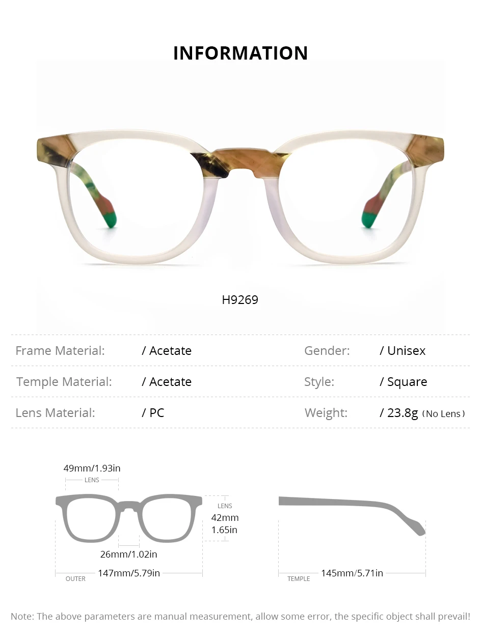 FONEX HEPIDEM Acetate Eyeglasses Frame Men New Square Brand Design Glasses Women Retro Vintage Eyewear Japanese Spectacles 9287