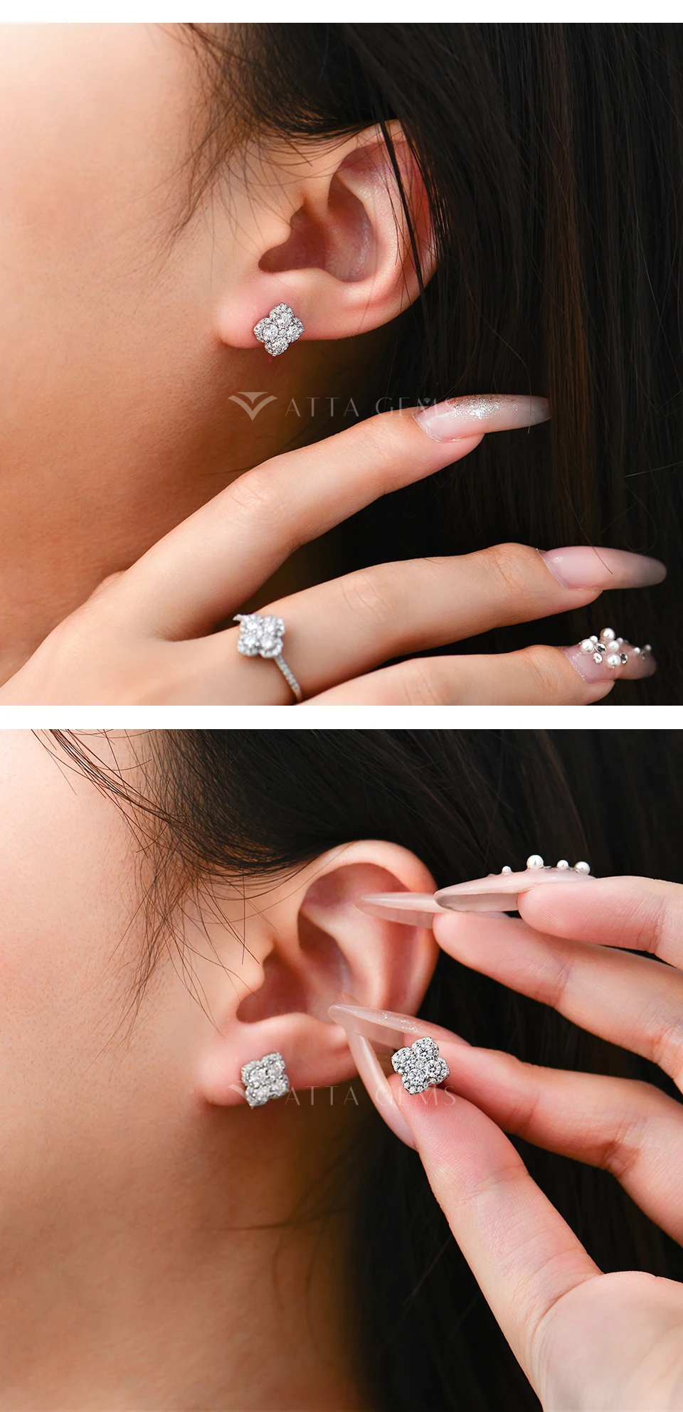 Attagems Full Moissanite Diamond Earrings D VVS1 For Women S925 Sterling Silver 18k Gold Plated Engagement Wedding Jewelry Gifts