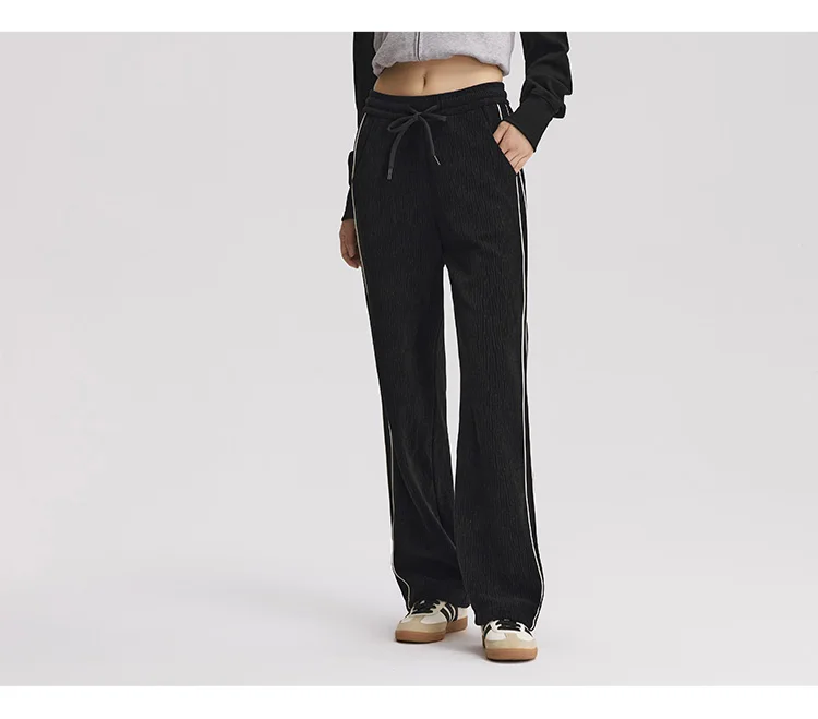 Semir Casual Pants Women Chenille Long Pants Winter 2025 New Contrasting Colors Wide-Leg Pants Leg-Lengthening