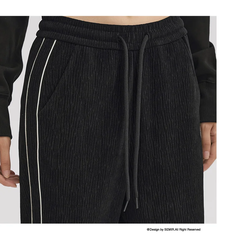Semir Casual Pants Women Chenille Long Pants Winter 2025 New Contrasting Colors Wide-Leg Pants Leg-Lengthening