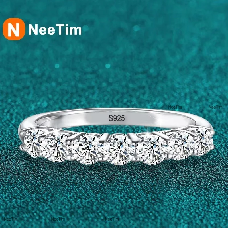 NeeTim 3mm Moissanite Ring for Women S925 Sterling Silver Rings with White Gold Plated Sparkling Wedding Bridal Band Jewelry