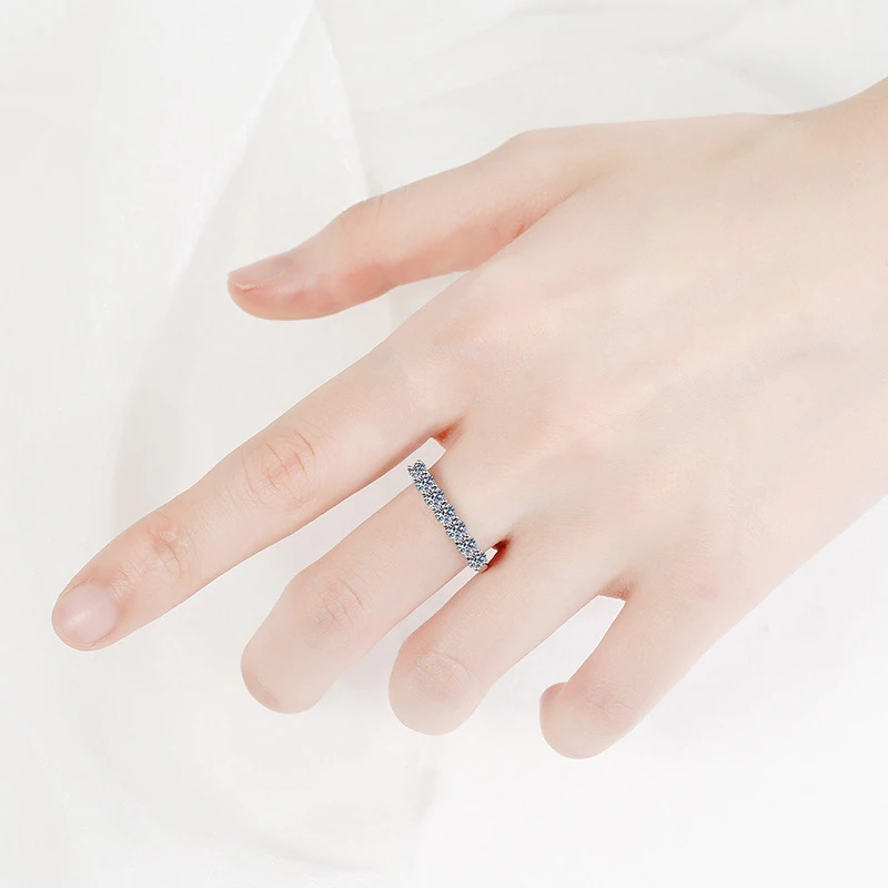 NeeTim 3mm Moissanite Ring for Women S925 Sterling Silver Rings with White Gold Plated Sparkling Wedding Bridal Band Jewelry