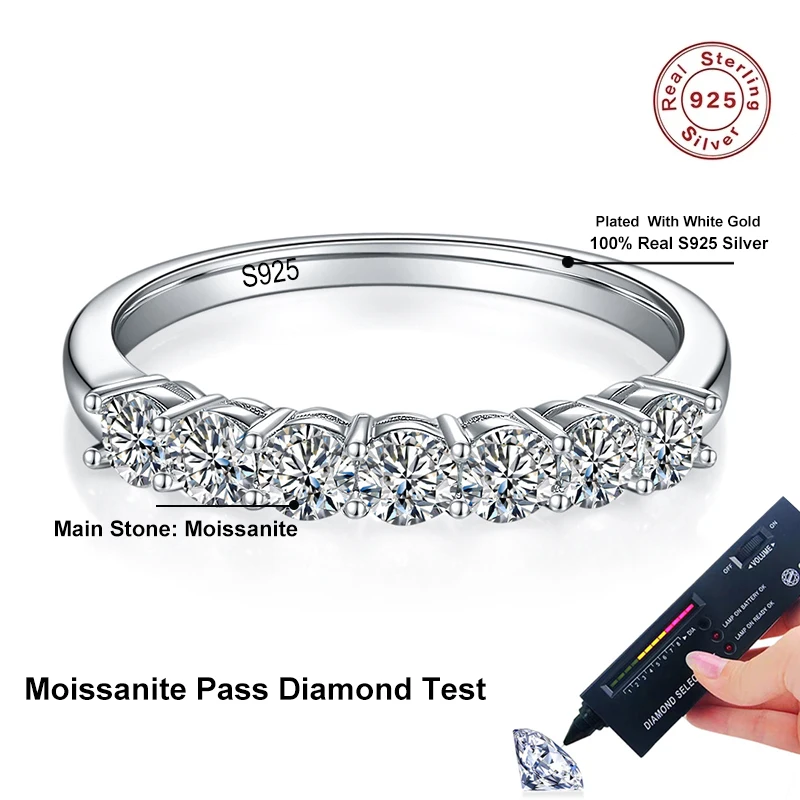 NeeTim 3mm Moissanite Ring for Women S925 Sterling Silver Rings with White Gold Plated Sparkling Wedding Bridal Band Jewelry