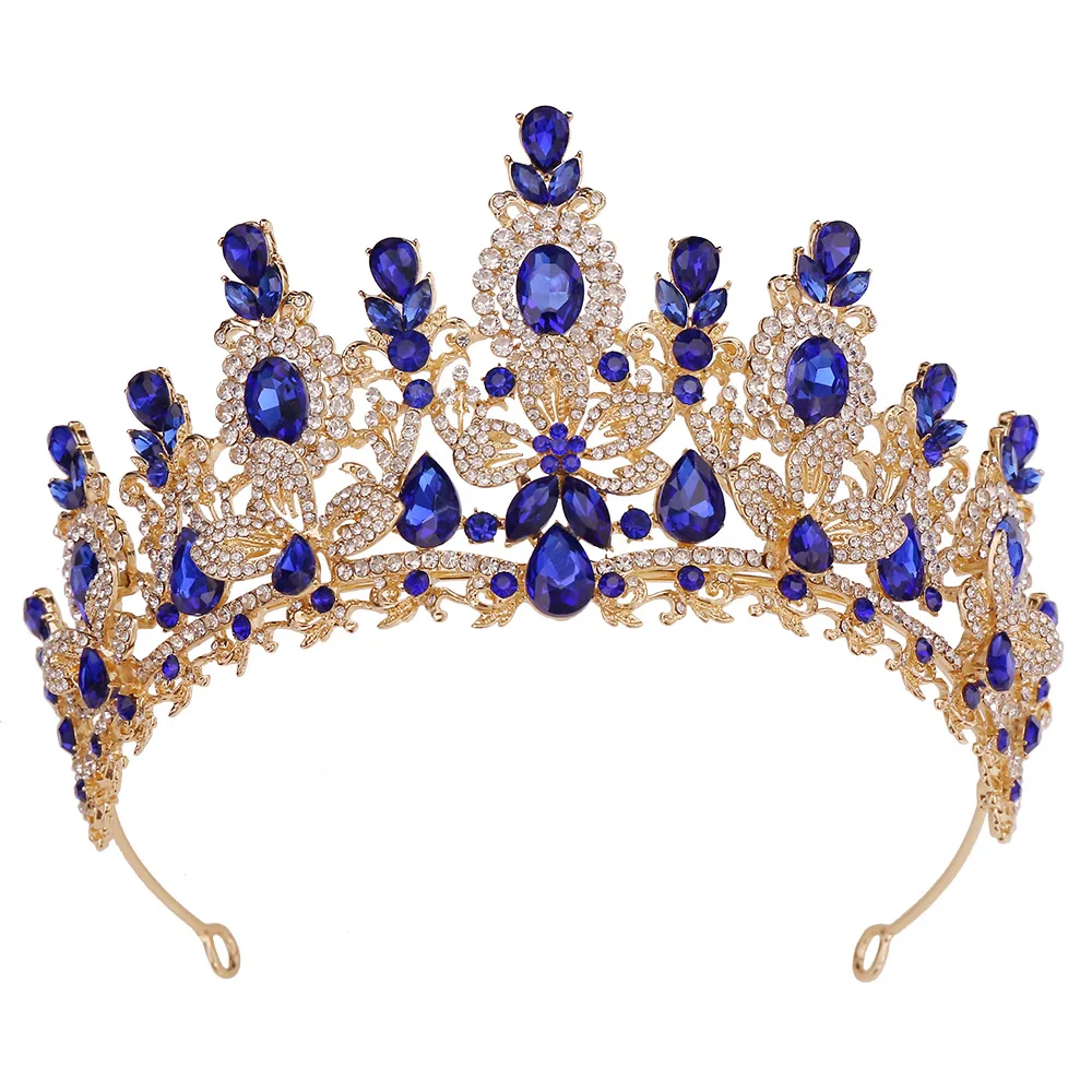 KMVEXO Baroque Luxury Water Drop Flower Crystal Opal Tiara For Women Wedding Girls Birthday Party Elegant Crown Hair Accessories