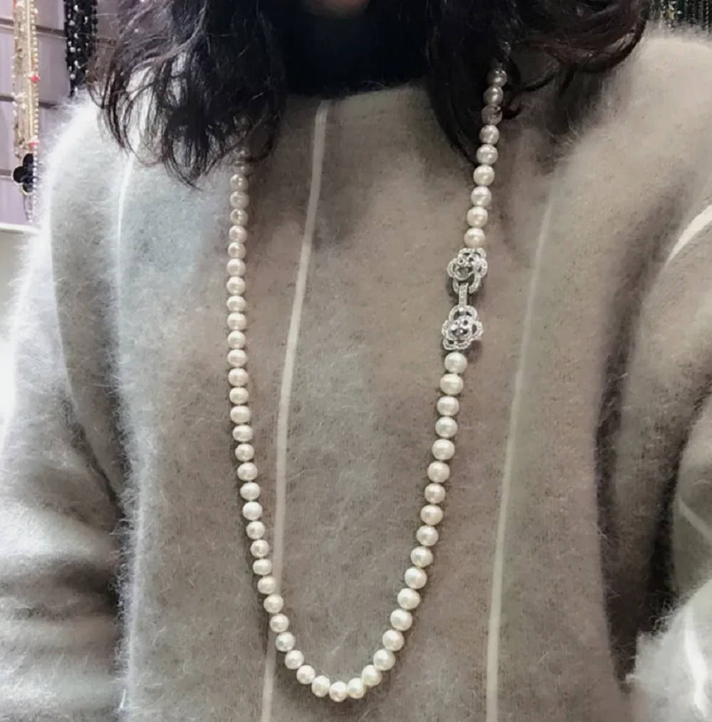 24 Inch Genuine Natural AAA 8-9mm White South China Sea Pearl Necklace 20in 22in 26in 28in 30in 32in 34in 36in