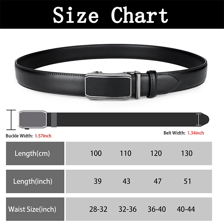 Maikun Leather Ratchet Belt For Men Click Leather Belt Adjustable Buckle Trim To Fit Black Brown