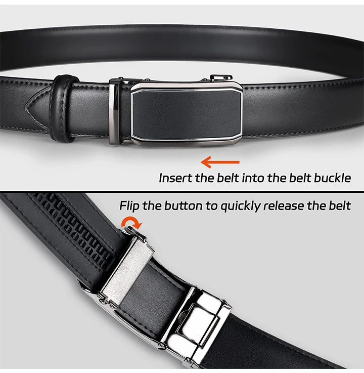Maikun Leather Ratchet Belt For Men Click Leather Belt Adjustable Buckle Trim To Fit Black Brown