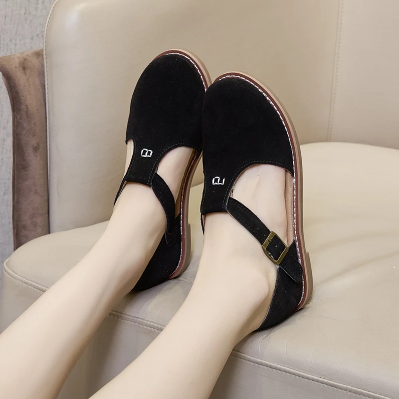 AIYUQI Flat-Soled Retro Frosted Genuine Leather Women's Sandals 2026 New Hollow Women's Shoes Roman Baotou Sandals for Women