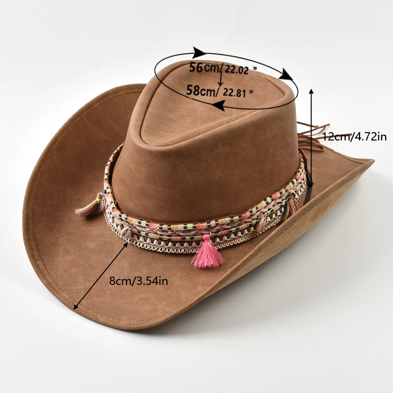 New 100% Leather Men Women Western Cowboy Hat Wide Brim Godfather Hats Gentleman Church Sombrero Hombre Jazz Cap
