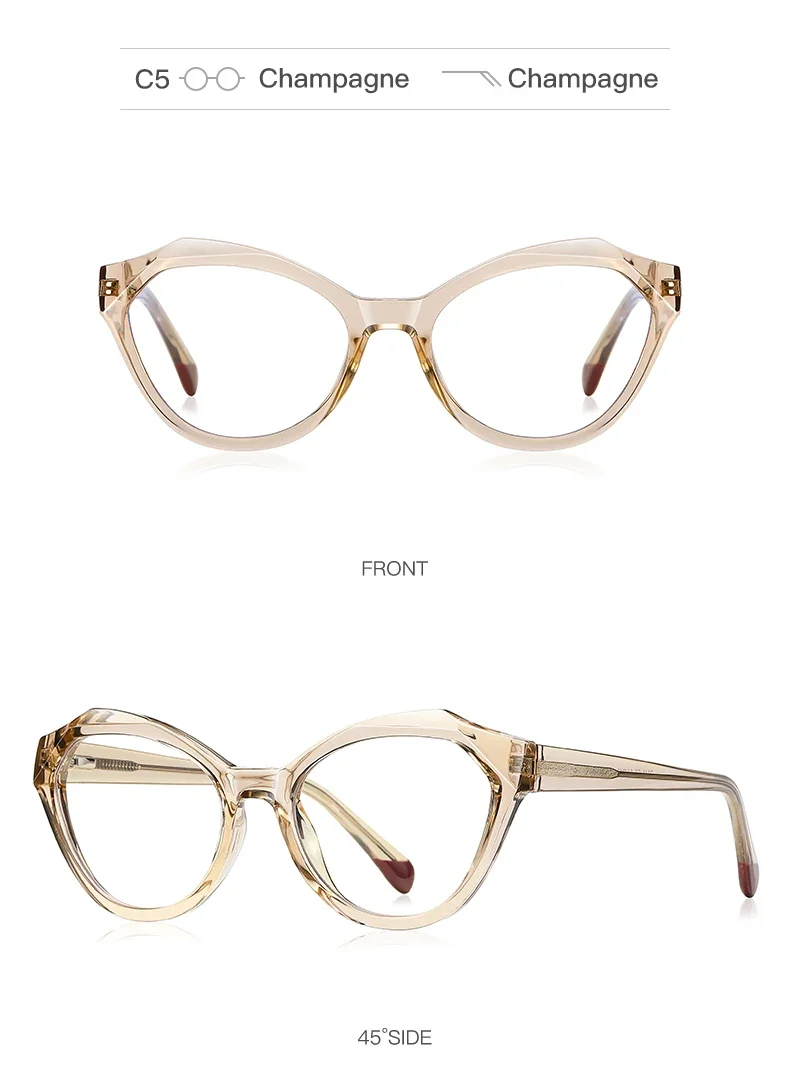 CLLOIO New Fashion Cat Eye Anti Blue Light Reading Glasses For Women Customizable Prescription Myopia Hyperopia Optical Eyewear