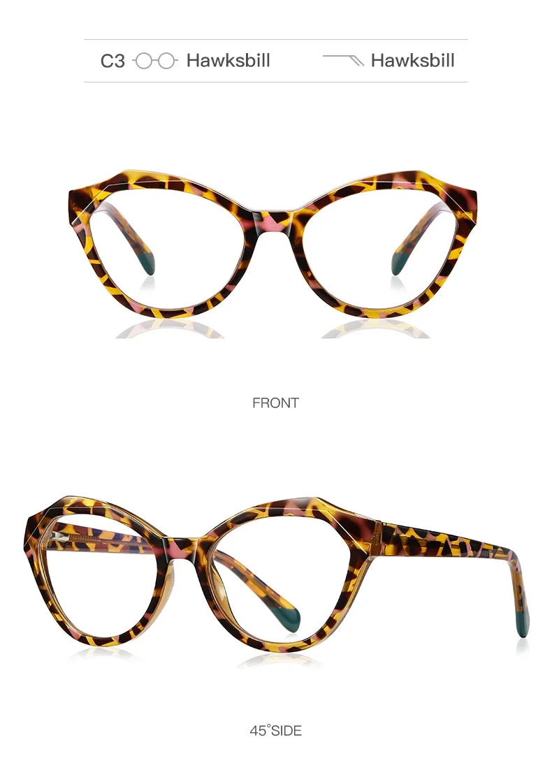 CLLOIO New Fashion Cat Eye Anti Blue Light Reading Glasses For Women Customizable Prescription Myopia Hyperopia Optical Eyewear
