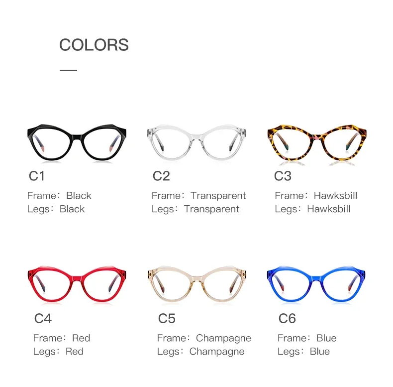 CLLOIO New Fashion Cat Eye Anti Blue Light Reading Glasses For Women Customizable Prescription Myopia Hyperopia Optical Eyewear