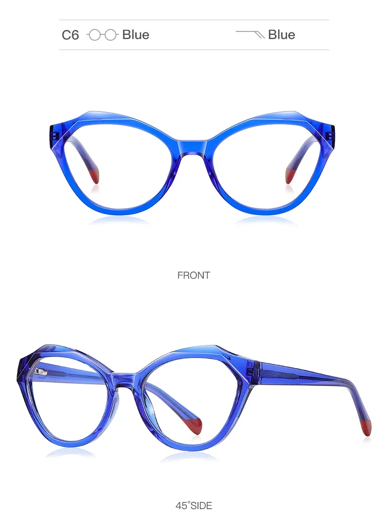 CLLOIO New Fashion Cat Eye Anti Blue Light Reading Glasses For Women Customizable Prescription Myopia Hyperopia Optical Eyewear