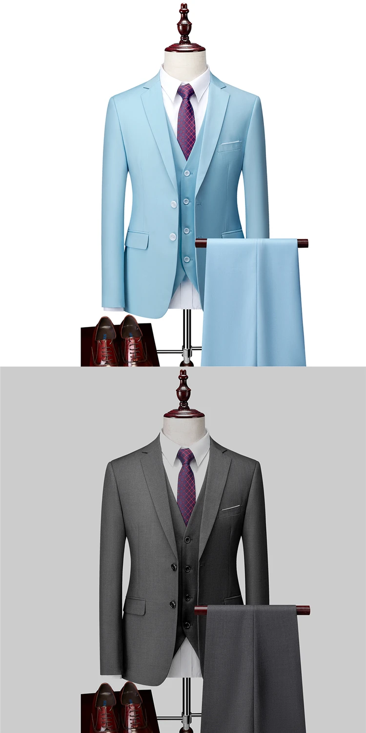 2025 New Men's Business Casual Suit for Weddings Male Solid Colour Formal Suit Sets Men Prom Party Tuxedo Dress
