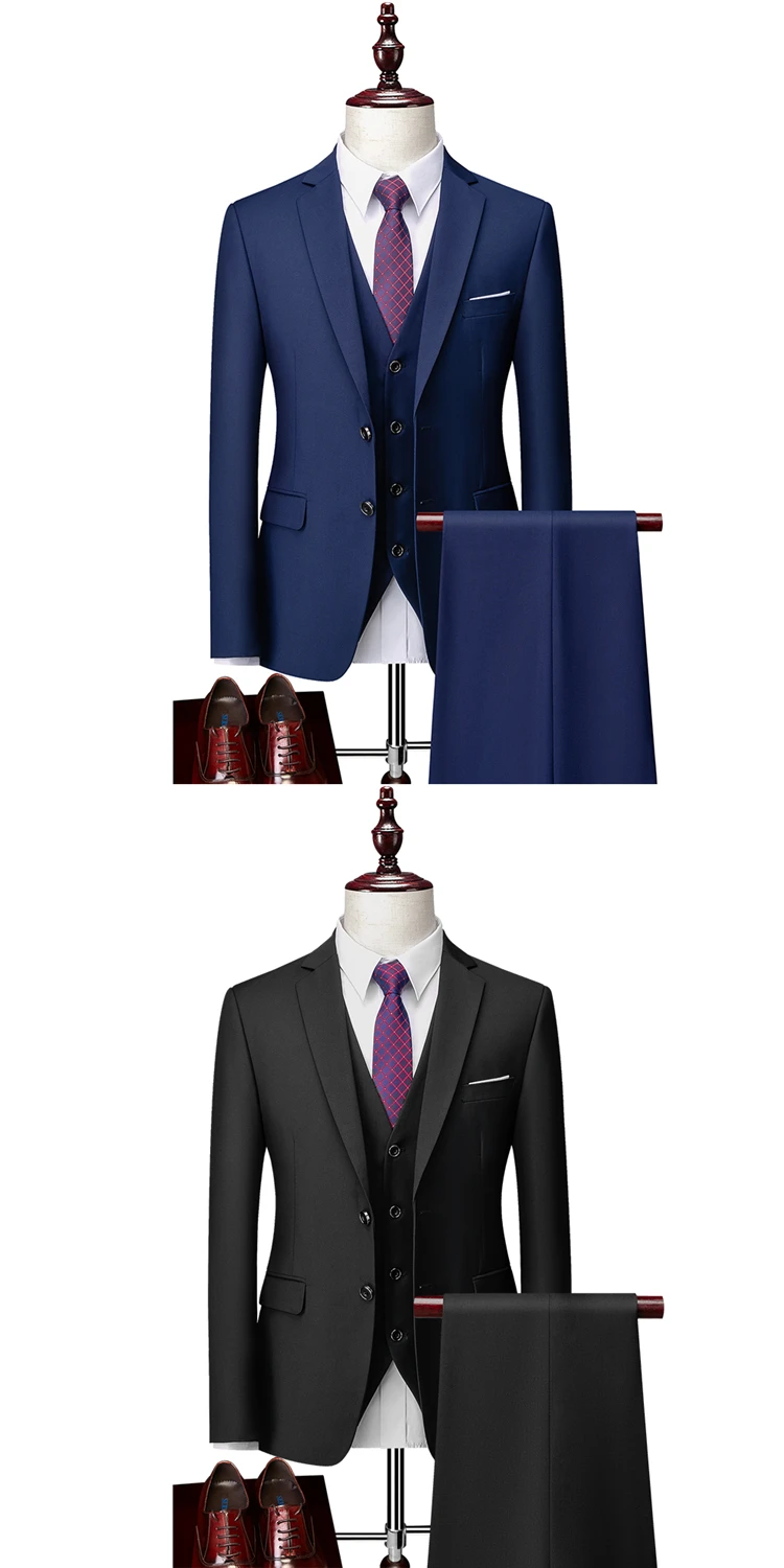 2025 New Men's Business Casual Suit for Weddings Male Solid Colour Formal Suit Sets Men Prom Party Tuxedo Dress