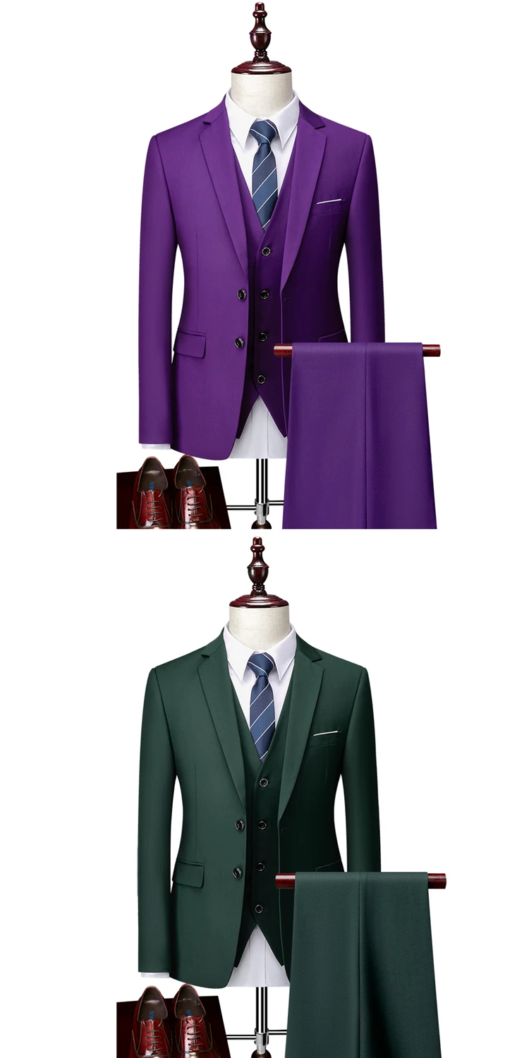 2025 New Men's Business Casual Suit for Weddings Male Solid Colour Formal Suit Sets Men Prom Party Tuxedo Dress