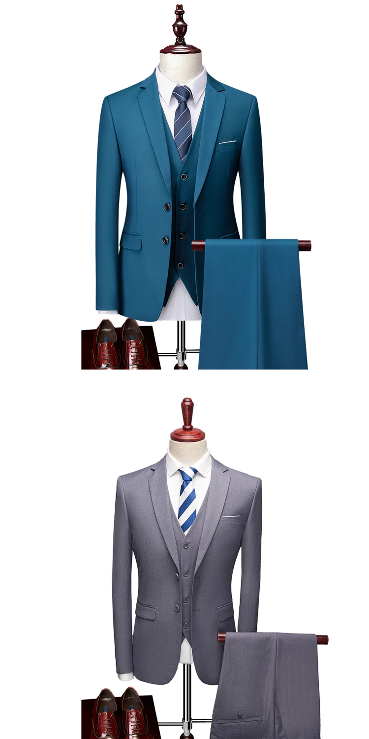 2025 New Men's Business Casual Suit for Weddings Male Solid Colour Formal Suit Sets Men Prom Party Tuxedo Dress