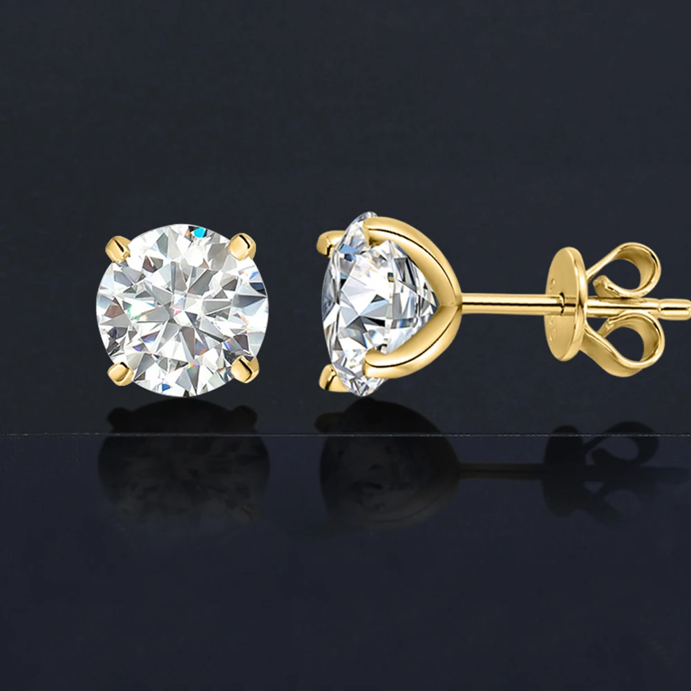 0.1-5ct Moissanite Stud Earring for Women Men Round D Color Diamond 925 Sterling Silver 18K Gold Plated Jewelry with Certificate