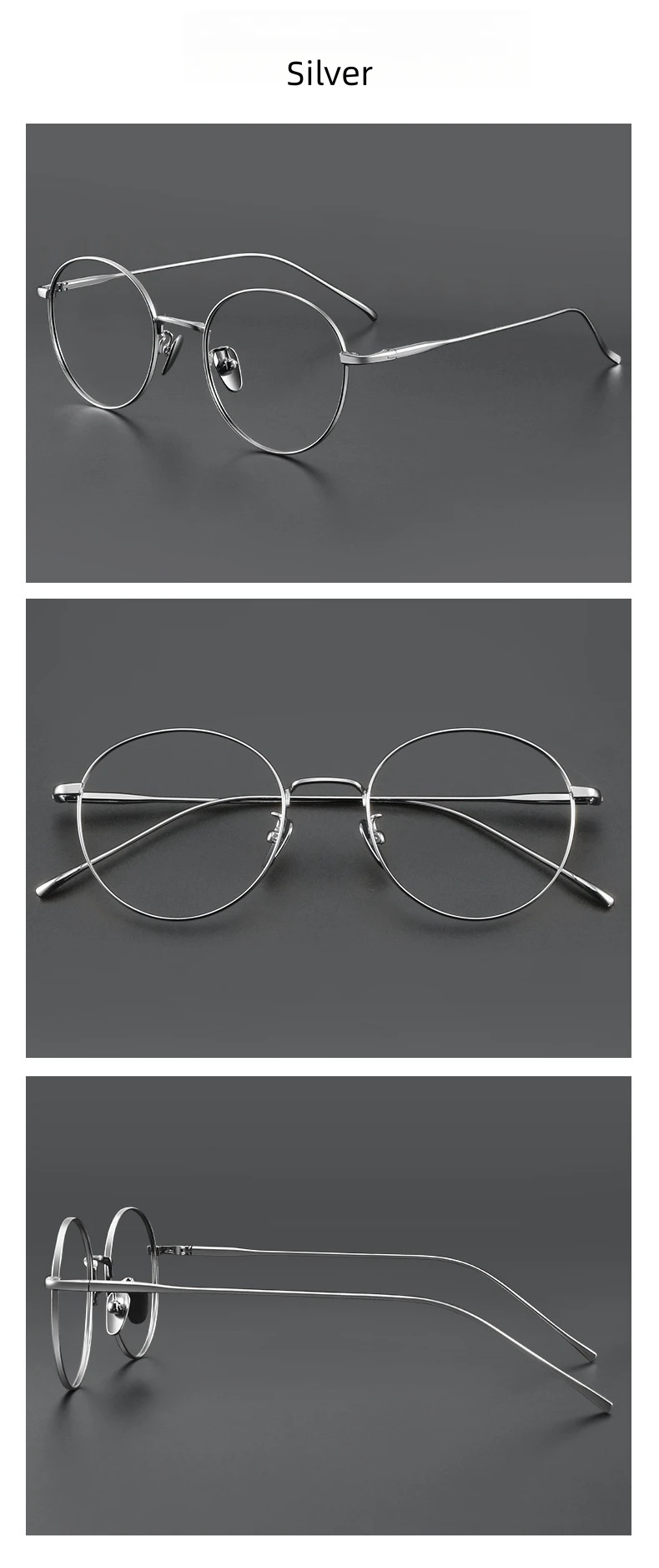 Xbora Fashion Round Optical Prescription Glasses Custom Reading Myopia Multifocal Titanium Alloy Eyewear For Men and Women 1644