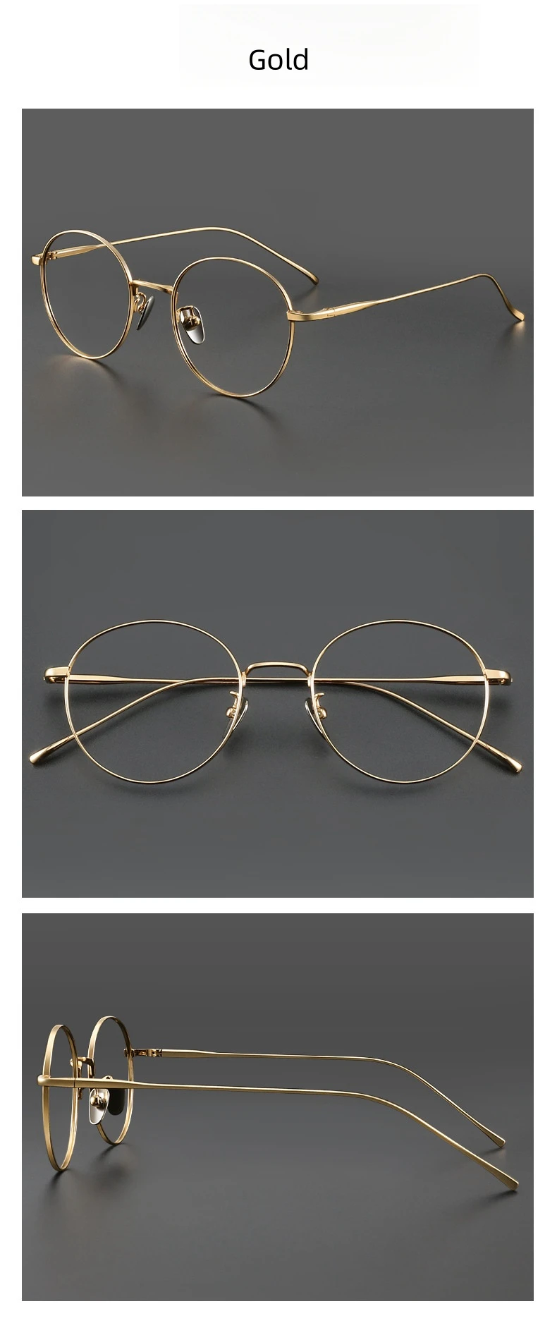 Xbora Fashion Round Optical Prescription Glasses Custom Reading Myopia Multifocal Titanium Alloy Eyewear For Men and Women 1644