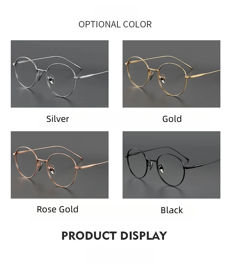 Xbora Fashion Round Optical Prescription Glasses Custom Reading Myopia Multifocal Titanium Alloy Eyewear For Men and Women 1644