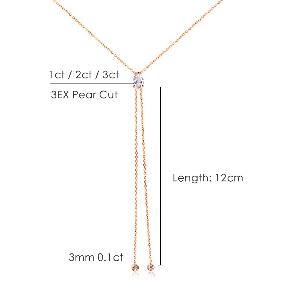 KNOBSPIN Moissanite Necklaces Pear Cut Pendant 1/2/3 ct GRA Certified Lab Diamond Girl Gift s925 Sterling Silver Dainty Necklace
