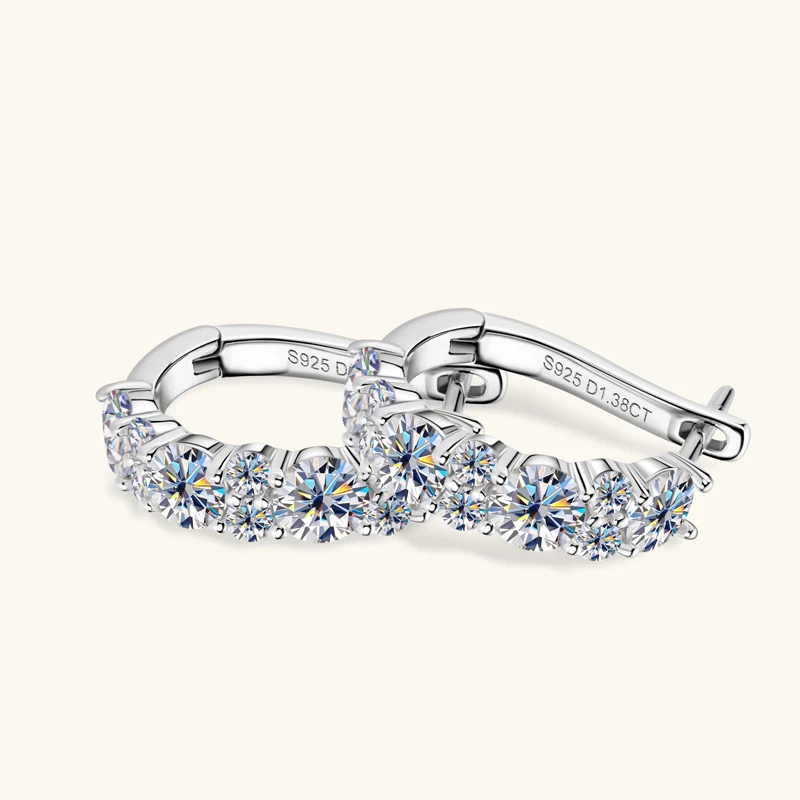 Anziw Sparking VVS1 Moissanite Earrings S925 Silver U Shape Hoop Earrings for Women Hot Sale Wedding Jewelry Certified 2.76CTTW.