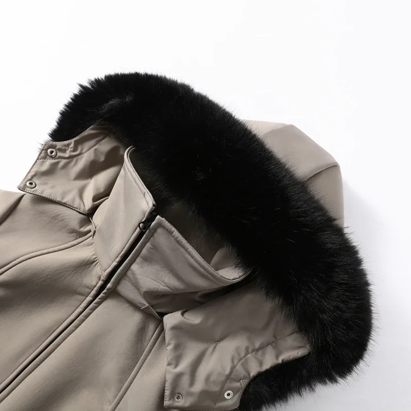 Thicken One-piece Ski Suit Women Faux Fur Hooded Tassels Coat High Waist Belt Jumpsuit 2025 Winter Windproof Waterproof Skiwears