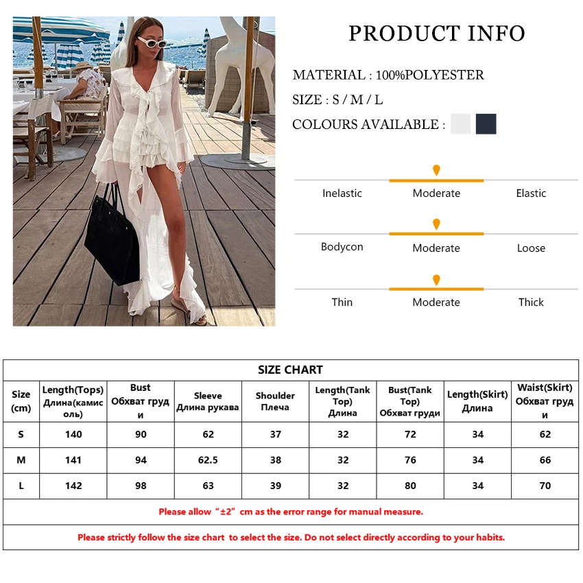 TTQV Sexy Loose White Women's 3 Pieces Set 2025 Fashion Long Sleeve Robes + Bra With High Waist Pleated Mini Skirt Set Female