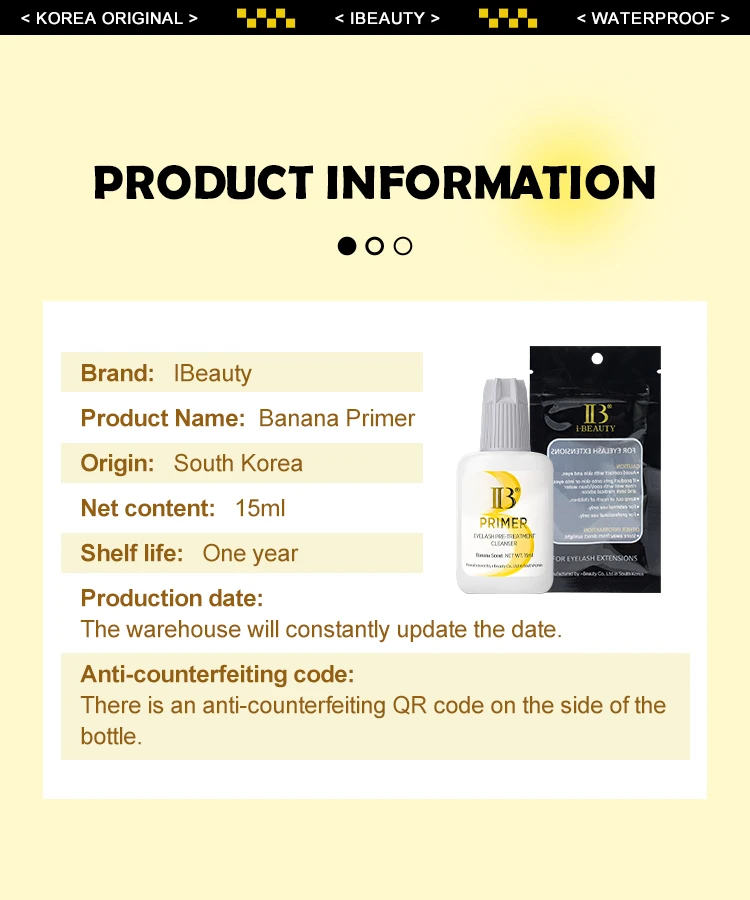 10 Bottles IBeauty Banana Primer Clear Glue Eyelash Extension Korea Original Individual 15ml Fixing Agent False Lash Supplies