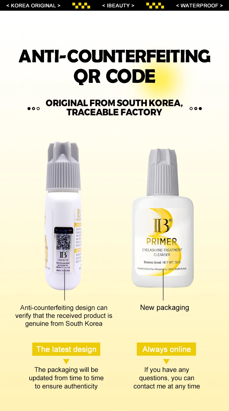 10 Bottles IBeauty Banana Primer Clear Glue Eyelash Extension Korea Original Individual 15ml Fixing Agent False Lash Supplies