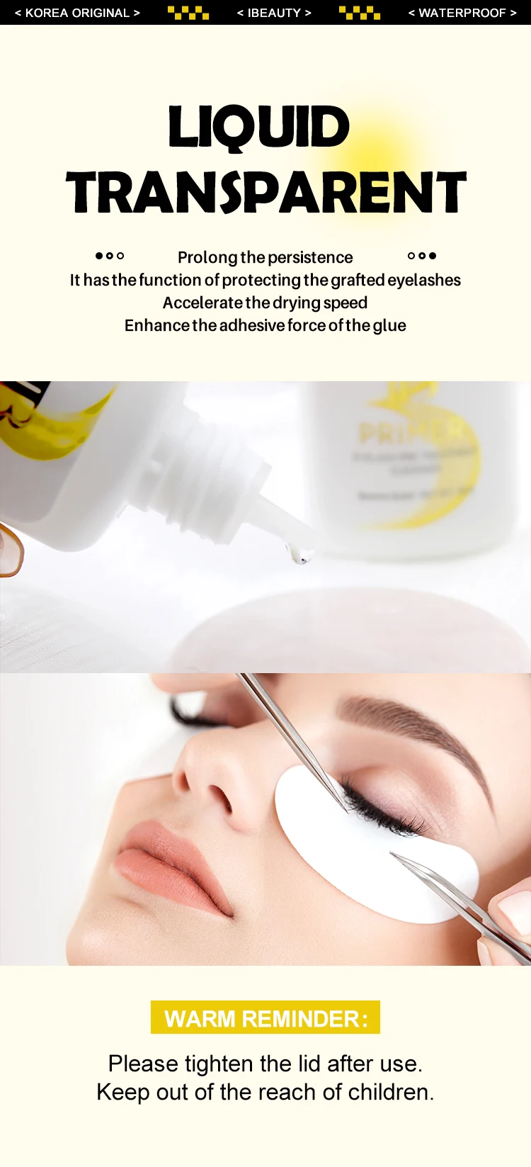 10 Bottles IBeauty Banana Primer Clear Glue Eyelash Extension Korea Original Individual 15ml Fixing Agent False Lash Supplies