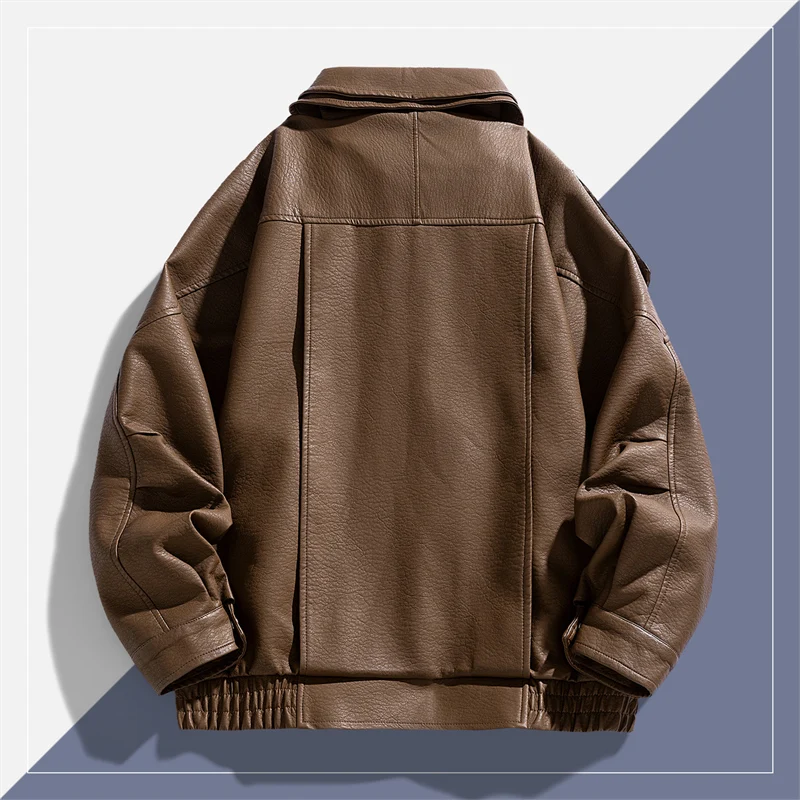 Autumn Winter New High Quality Outdoor Handsome Windproof Breathable Leather Jacket Comfortable Multi functional Trendy Jacket