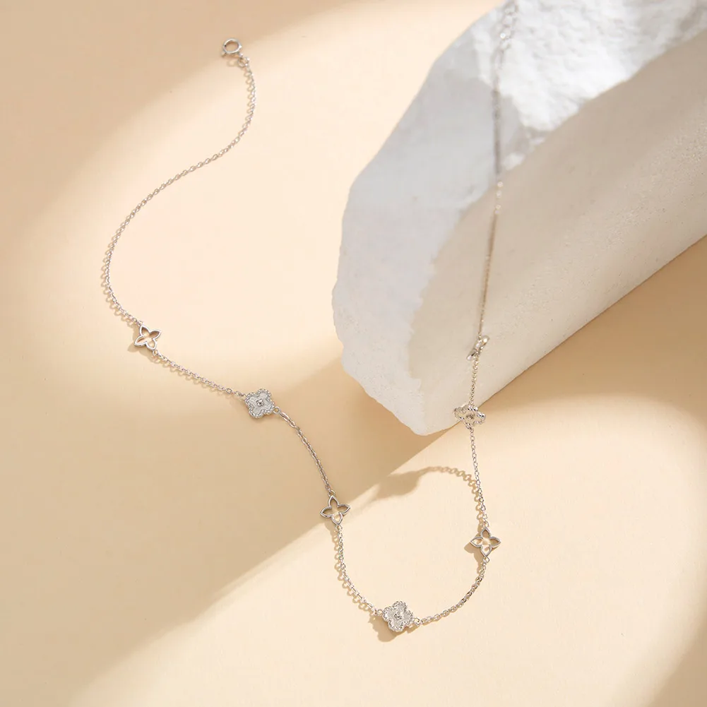 ORSA JEWELS Classic Flower Choker Necklace 925 Sterling Silver Elegant Flower Charm Necklace Women's Daily Dating Jewelry APN59