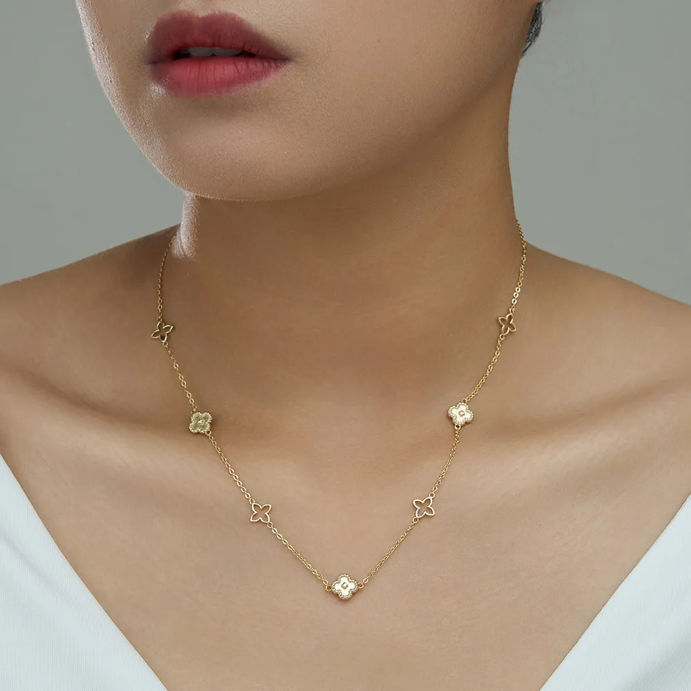 ORSA JEWELS Classic Flower Choker Necklace 925 Sterling Silver Elegant Flower Charm Necklace Women's Daily Dating Jewelry APN59
