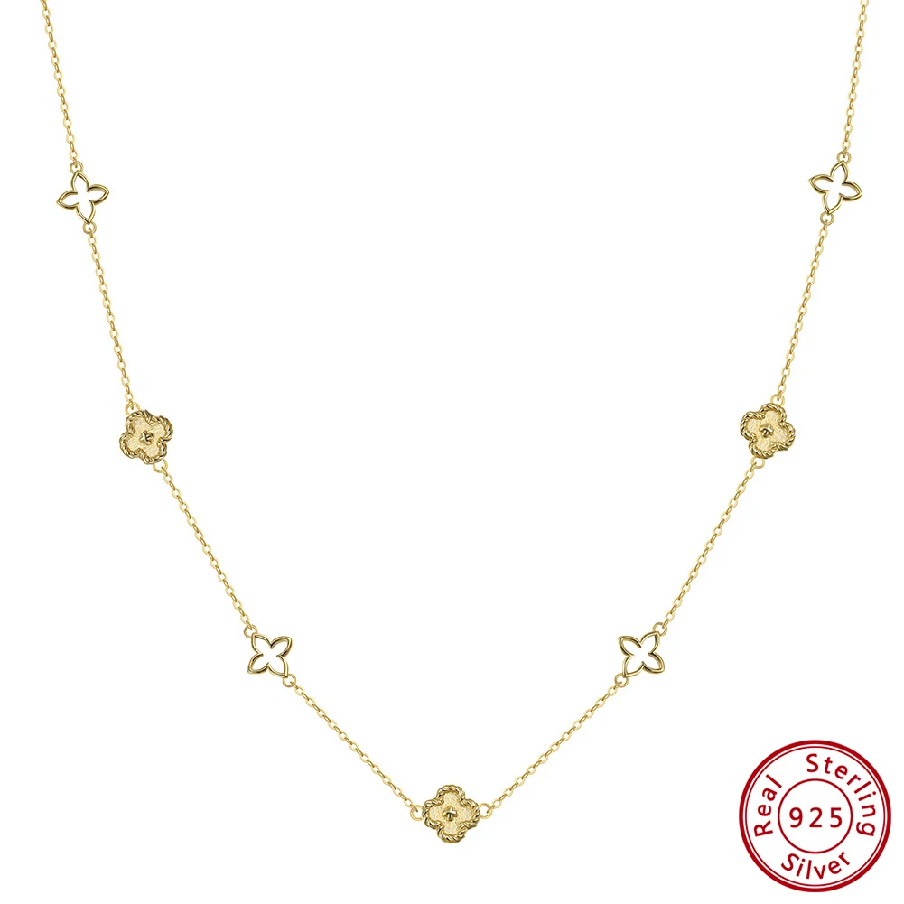 ORSA JEWELS Classic Flower Choker Necklace 925 Sterling Silver Elegant Flower Charm Necklace Women's Daily Dating Jewelry APN59
