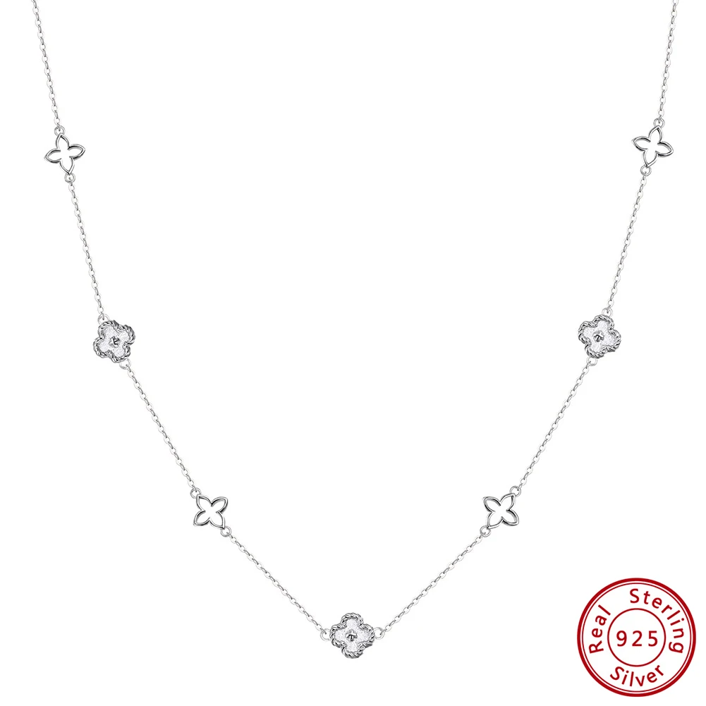 ORSA JEWELS Classic Flower Choker Necklace 925 Sterling Silver Elegant Flower Charm Necklace Women's Daily Dating Jewelry APN59