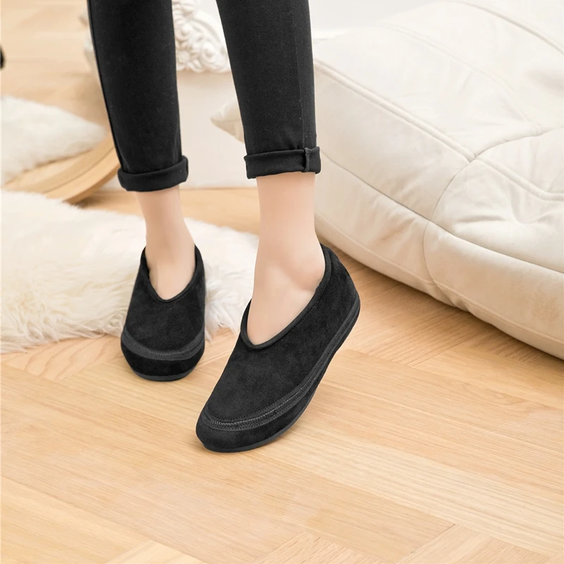 AIYUQI Winter Flat Shoes Women 2025 New Fur Lining Warm Women Snow Shoes Genuine Leather Comfortable Female Winter Ballet Shoes