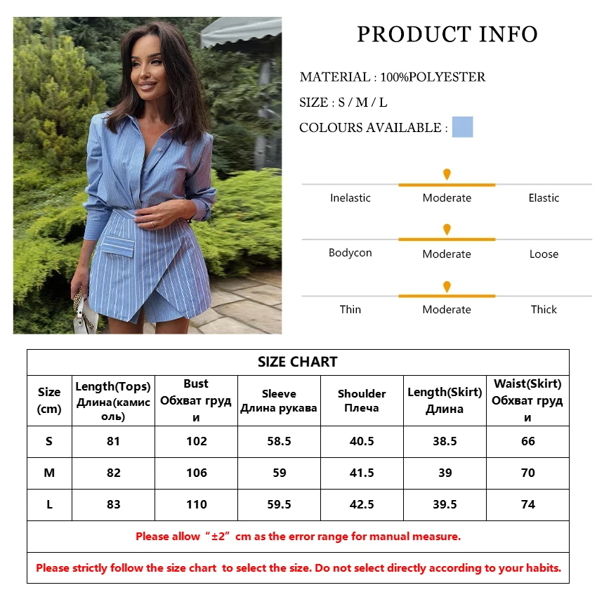 Clacive Fashion Loose Stripe Print Woman 2 Piece Set Outfit Elegant Long Sleeve Shirt With High Waist Mini Skirt Set Female