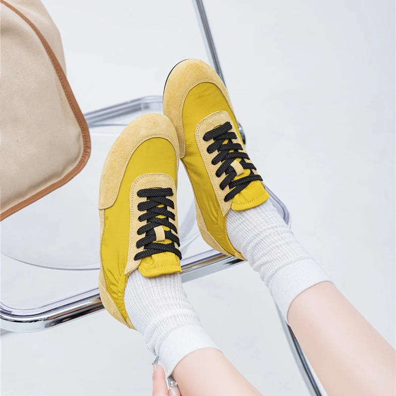 AIYUQI Women's Sneakers 2026 New Women's Moral Training Shoes Flat Non-slip Large-size Color-blocked Running Shoes For Women