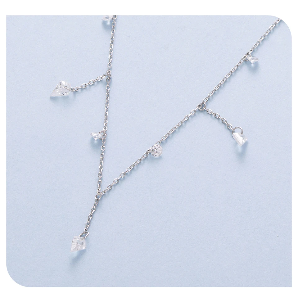 Bamoer 925 Sterling Silver Dainty Necklaces for Women Cubic Zirconia Choker Pendant Simple CZ Necklace Trendy Jewelry Gifts