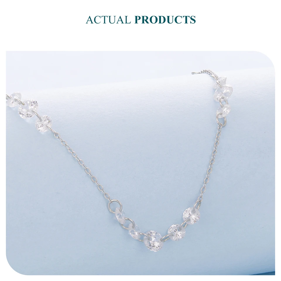 Bamoer 925 Sterling Silver Dainty Necklaces for Women Cubic Zirconia Choker Pendant Simple CZ Necklace Trendy Jewelry Gifts