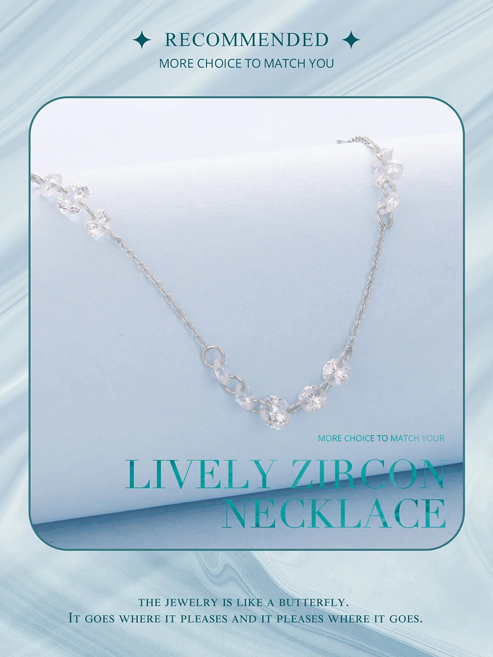 Bamoer 925 Sterling Silver Dainty Necklaces for Women Cubic Zirconia Choker Pendant Simple CZ Necklace Trendy Jewelry Gifts
